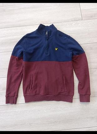 Чоловіча толстовка lyle & scott на змійці, синьо-бордова