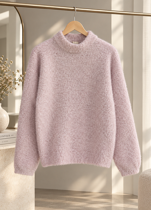 Ніжно-рожевий светр букле h&m wool blend (з мохером та вовною) —р. s