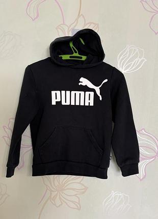Дитяче утеплене худі на флісі р.s. на 7-8р. 122-128см. puma ess no. 1 logo fleece hoodie чорне