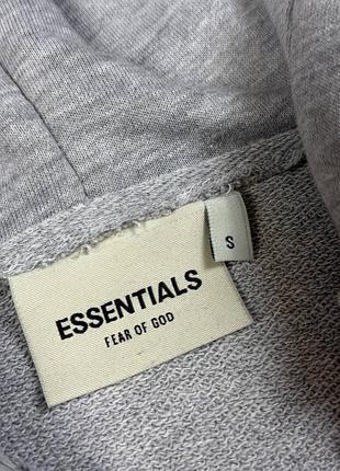 Чоловіче зип-худі fear of god essentials сіре / брендова кофта essentials fear of god на блискавці / чоловіча сіра кофта essentials з капюшоном / спор