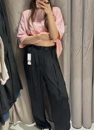 Брюки жіночі zara чорні атласні xs