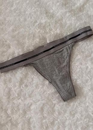 Серые трусики базовые стринги коттоновые бикини спортивные танга victoria’s secret m м 10 38 46