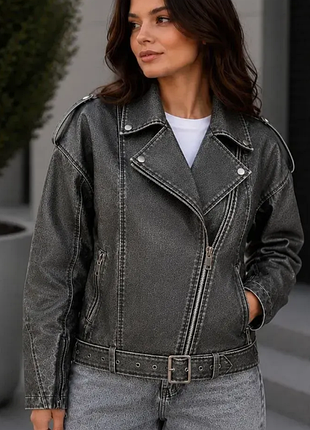 Косуха женская из экокожи с актуальным oversize-кроем s, m, l, xl, xxl  rin1551-6609vве