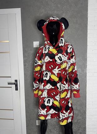 Плюшеве домашнє худі  суцільний халат з утепленим капюшоном mickey mouse