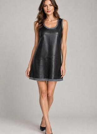 Diesel black gold кожаное платье мини