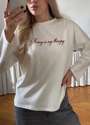 Жіночий лонгслів money is my therapy