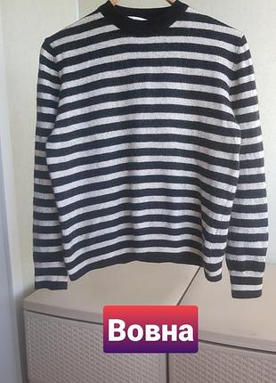 Вовняний смугастий светр джемпер zara пуловер