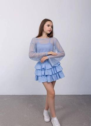 Костюм для девочки голубой cvetkov камила 3в1, 128-158 см