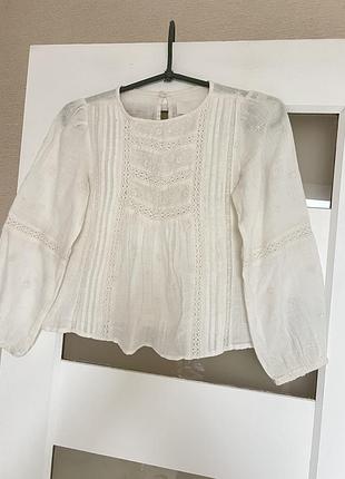 Неймовірна ажурна біла блуза з вишивкою від zara