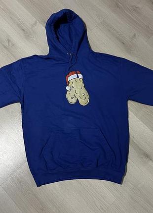 Оригінальний яскраво-синій худі just hoods by awdis (модель jh001 college hoodie) із гумористичним принтом.