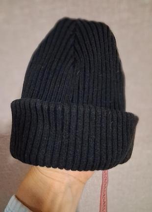 В'язана шапка-біні h&m чорна, унісекс (one size, 56-62)