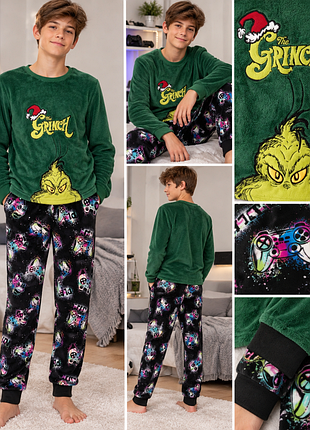 Теплая флисовая пижама для парня 13–14 лет grinch