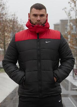 Мужская зимняя куртка nike с утеплителем термо с застежкой-молнией карманами для холодной погоды для активного отдыха красный, 2xl