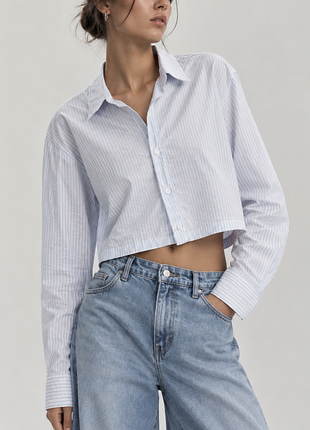Укорочена сорочка, сорочка h&amp;m, сорочка у смужку