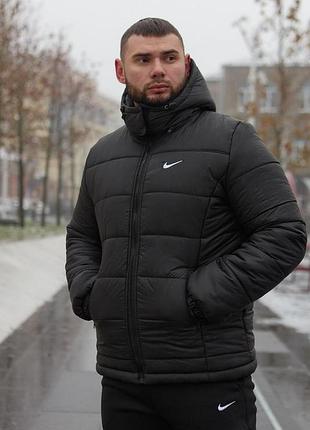 Мужская зимняя куртка nike с утеплителем термо с застежкой-молнией карманами для холодной погоды для активного отдыха чорний, 2xl