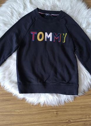 Спортивна кофта джемпер  tommy hilfiger jumper spell out чорна розмір xs