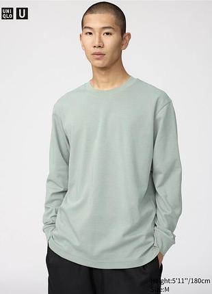 Лонгслів uniqlo airism cotton crew neck t-shirt (long sleeve) bestseller (м'ятний, xl)