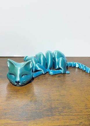 Подвижная игрушка антистресс «спящий кот» (16 см) 3d печать - гибкий котик сувенир