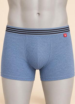 Чоловічі труси-боксери veriboy 2xl блакитний меланж зі смугастою резинкою