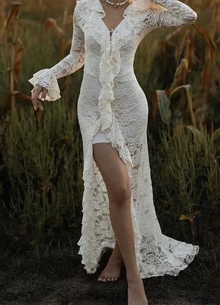 Вечірня сукня жіноча ivina boutique максі мереживна біла
