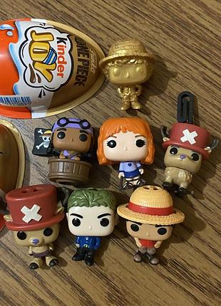 Игрушки киндер джой ван писк kinder joy funko pop one piece: нами, саппер, монкие ди луффи, зеро ророноа, усопп