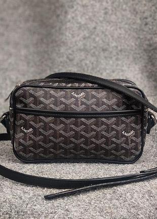 Сумка мессенджер goyard cap-vert pm bag черная стильная среднего размера унисекс