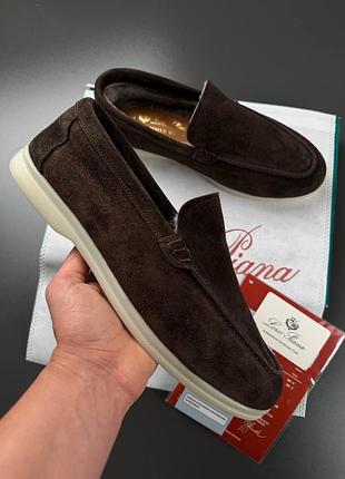 Лоферы замшевые зимние мужские коричневое коричневое loro piana brown! натуральная замша + мах! лоферы мужские зимние коричневые замшевые утепленные!