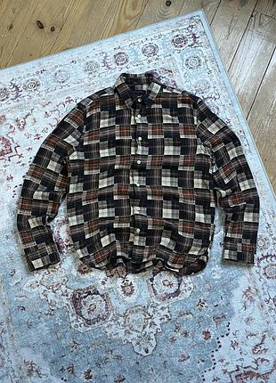 Сорочка allsaints чоловіча фланелева клітинка патчворк s relaxed fit