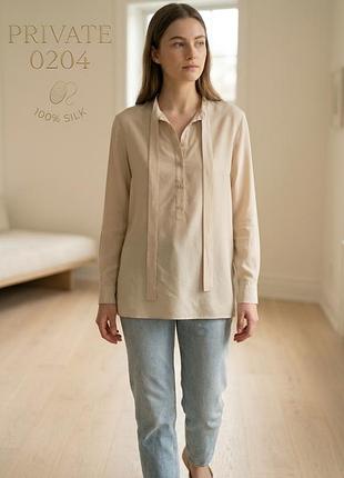 Prïvate 02 04 — преміальна шовкова блуза-сорочка, 100% silk popeline, made in italy