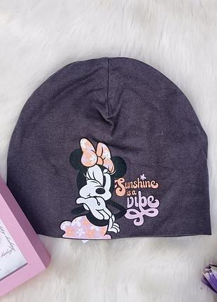 Шапочка легкая двухслойная серая минный маус minnie mouse disney