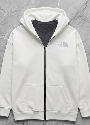 Тепле зип-худі the north face, чоловіча кофта норт фейс на блискавці з капюшоном, зіпка the north face біле оверсайз l