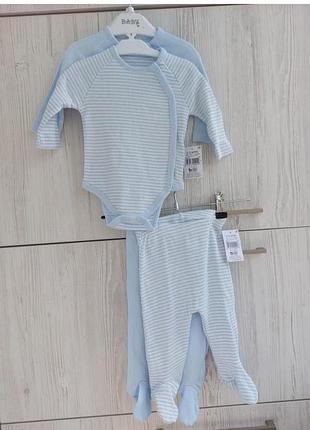 Брендовий комплект з 4 предметів matalan для хлопчика 0-3м два боді довгий рукав і двоє повзунців