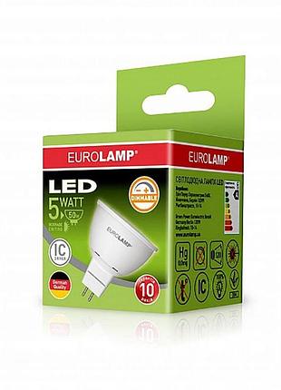 Світлодіодна лампа eurolamp mr16 5w gu5.3 4000k з регулюванням яскравості (led-smd-05534(е)dim)
