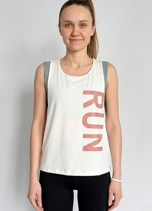 Спортивная майка женская run apmi ◈ оверсайз ◈ светоотражающая ◈ белая