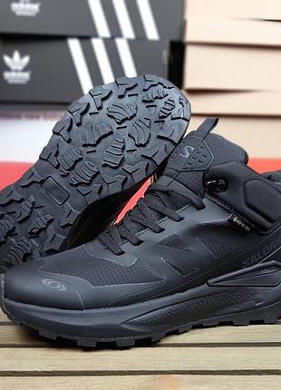 Зимние мужские кроссовки salomon elixir activ midgtus winter fur black саломон черного цвета мех