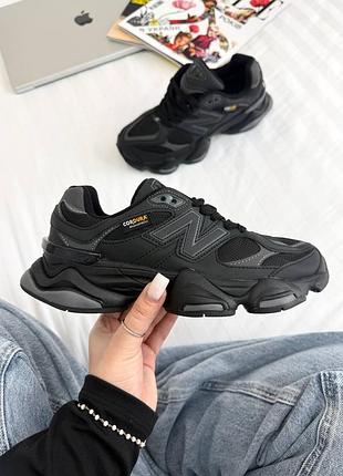 Утеплені зимові жіночі кросівки new balance 9060 cordura winter termo grey black нью беланс чорного з сірим кольорів термо