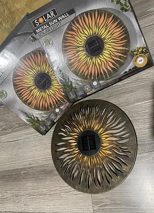 Новый настенный светильник дом сад в стиле лофт на солнечной батарее «metal sun wall solar light» в форме солнца