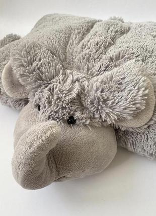 Шикарная большая игрушка-подушка трансформер слоник слон слонёнок pillow pets (nutty elephant) серый размер 50*50 см