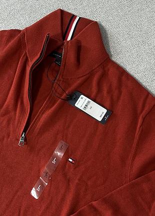 Чоловічий 1/4 зіп светр tommy hilfiger оригінал,  бавовняна кофта з коміром на застібці томмі хілфігер