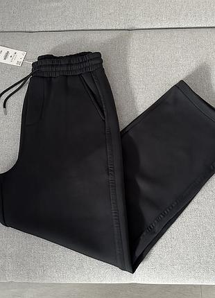 Свободные брюки-джоггеры из интерлока zara relaxed fit 100% хлопок, спортивные штаны зара