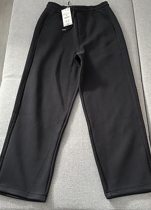 Свободные брюки-джоггеры из интерлока zara relaxed fit 100% хлопок, спортивные штаны зара