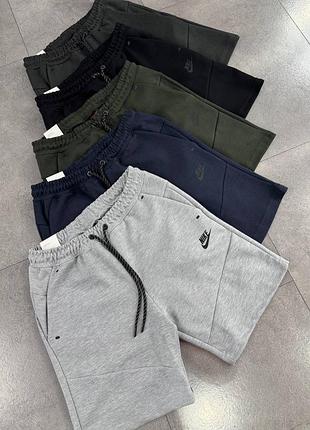 Шорти чоловічі nike tech fleece сірі та чорні, розміри s-xl