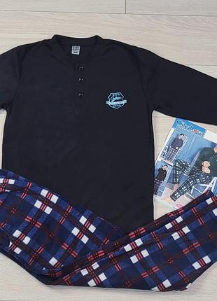 Пижама мужская теплая флисовая турецкая, мужская пижама с карманами l–3xl xl