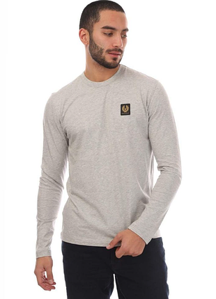Лонгслив belstaff grey cotton jersey long sleeved t-shirt