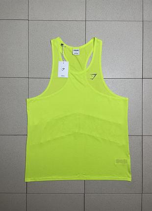 Спортивна майка gymshark джимшарк speed tank салатова яскрава бігова чоловіча оригінал нова l