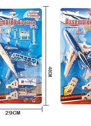 Літак 285 e-1 (72/2) 2 види, “аеропорт”, 2 вантажівки, автобус, машинка, аксесуари, на листі