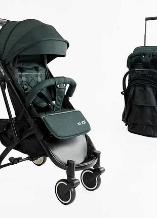 Візок прогулянковий дитячий "joy" vittoria 30883 (1) колір темно-зелений, рама алюмінієва, футкавер, телескопічна ручка