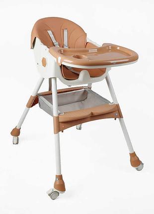 Стільчик для годування toti fr-40735 (1) сталева конструкція, матеріал тканини pu, знімний столик, опускна спинка, 4 колеса, в