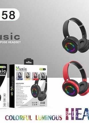 Навушники c76202 (80) bluetooth 5.3, бездротові, підсвічування, мікрофон, роз’єм для ft-карти, в коробці