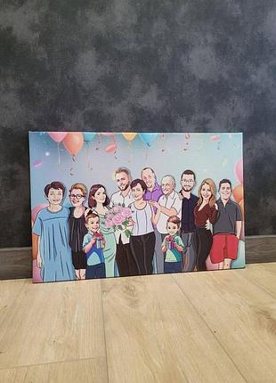 Картина по вашим фото на полотні сімейний портрет, картина у подарунок, фотопортрети